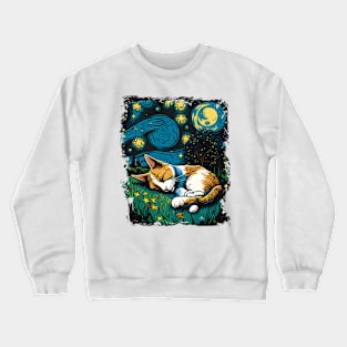 The Starry Night Cat - Vincent Van Gogh - Cat Lover Crewneck Sweatshirt